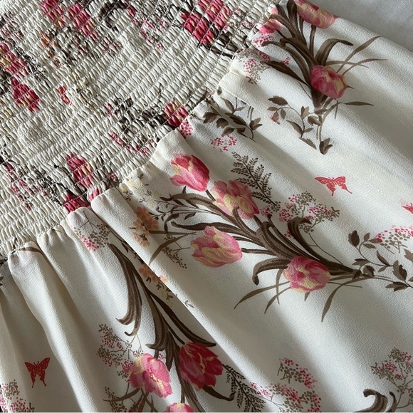 Reformation Floral Midi Dress in Cream and Pink - Picture 10 of 15